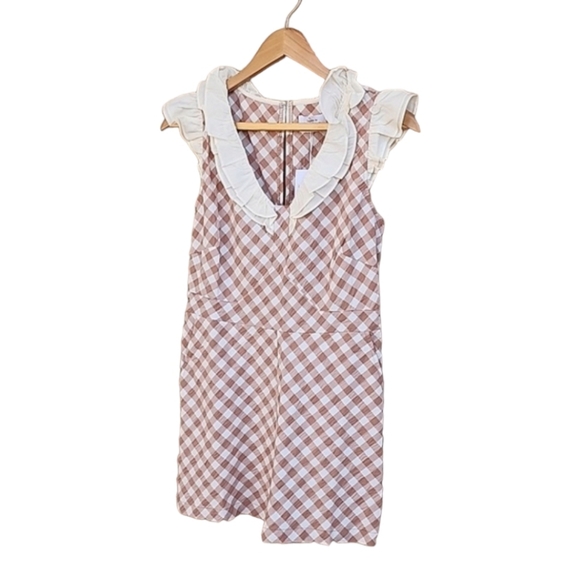 Daahls by Emma Roberts Luna Jumpsuit Romper 36 S Shorts Mocha Plaid Checks - Picture 7 of 15